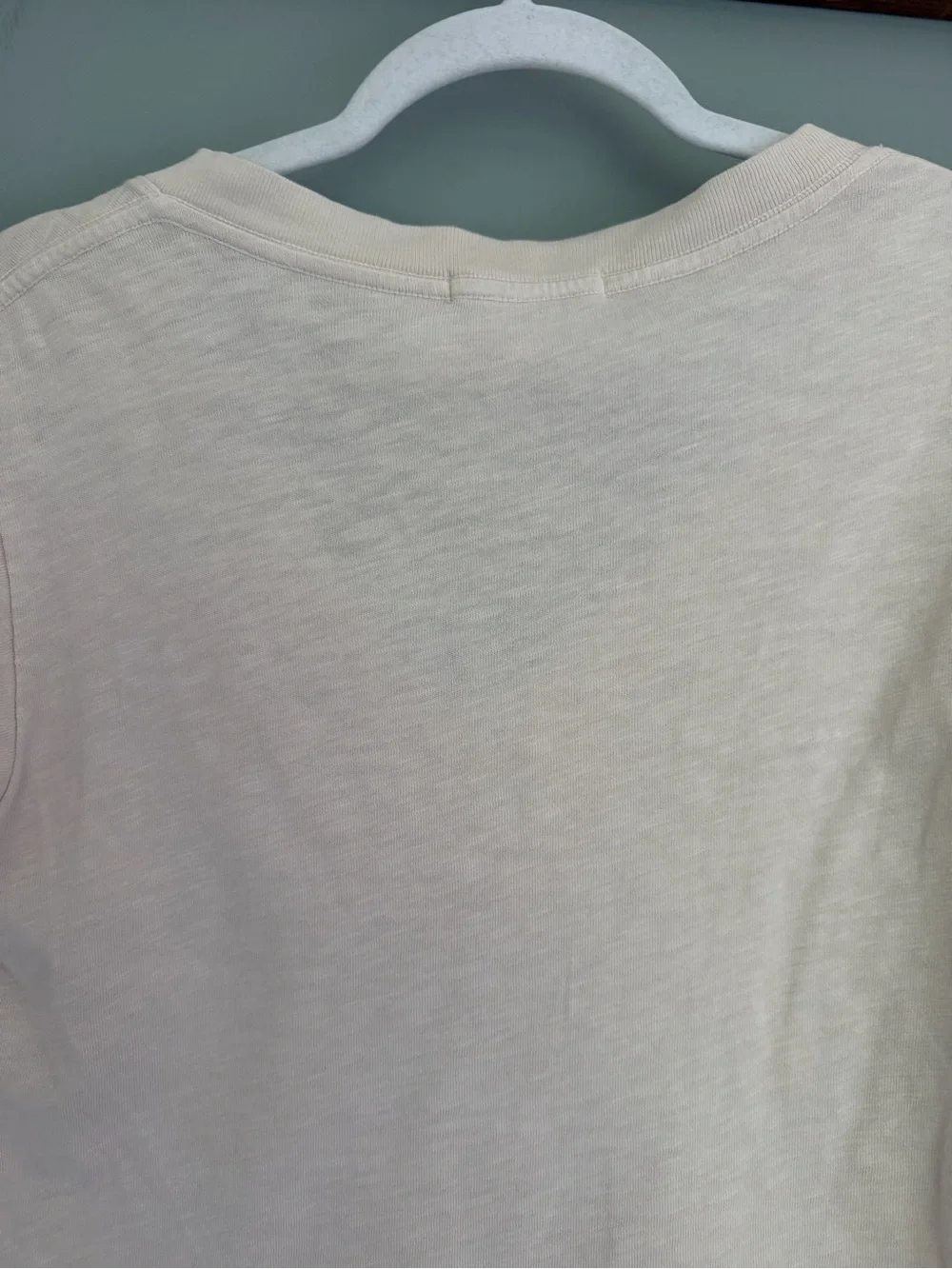 perfectwhitetee "Pearl" Cream 100% Cotton Cropped V-Neck Cap Short Sleeve Tee - Picture 10 of 15